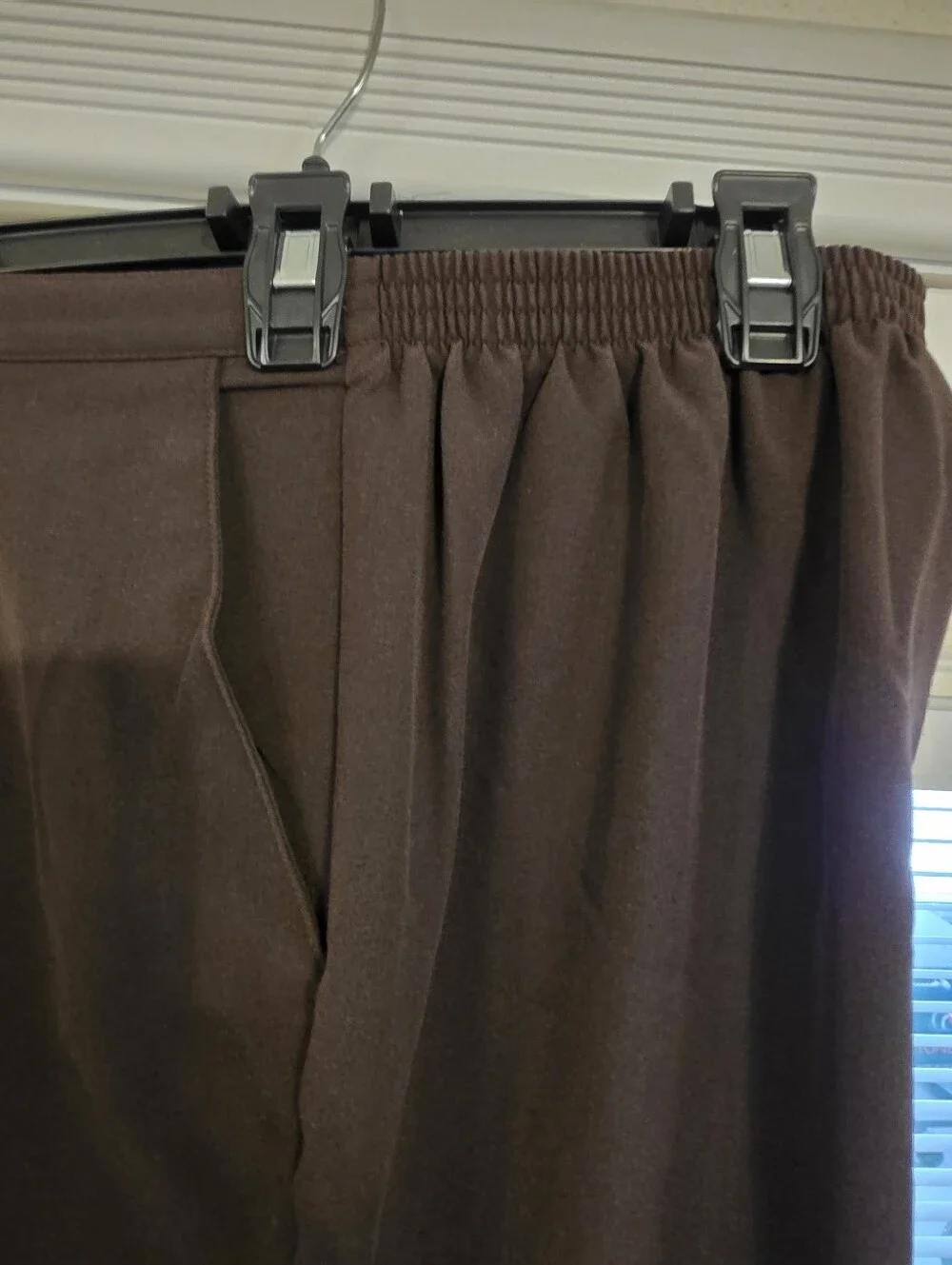 Womens Alfred Dunner Half Elastic Waist,2 Side pockets, Straight Leg, Brown